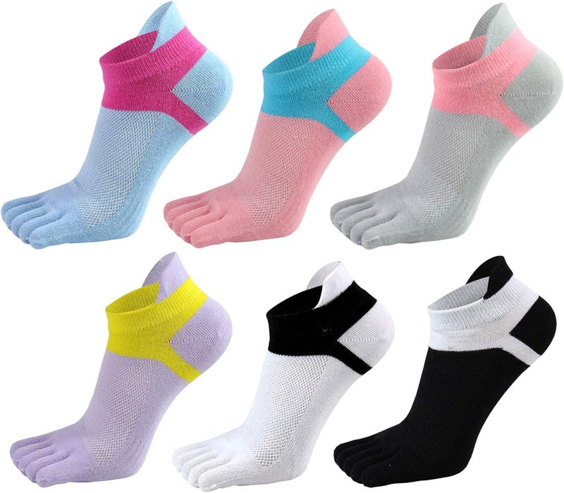 Fasot Women Toe Socks 5 Finger Cotton Wicking Athletic 6 Pack 3 Pack - Image 1